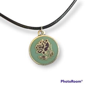 Upcycled cottage core antiqued looking rose pendant necklace